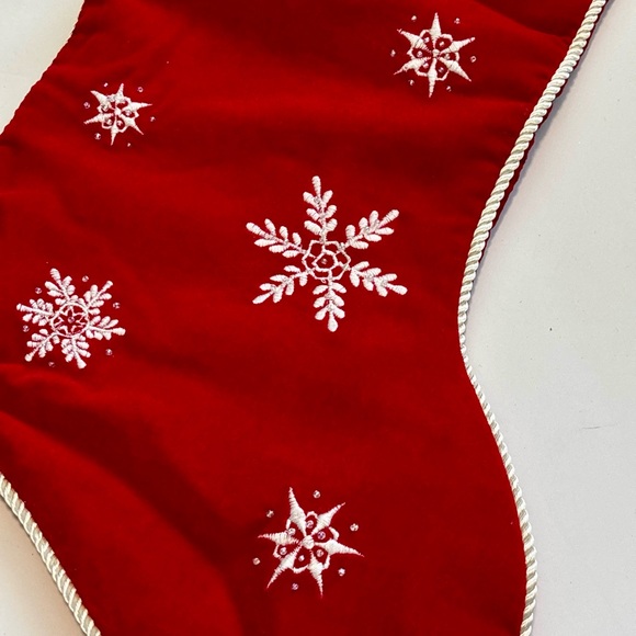 Red Holiday Stocking with Snowflake Design - Picture 2 of 5